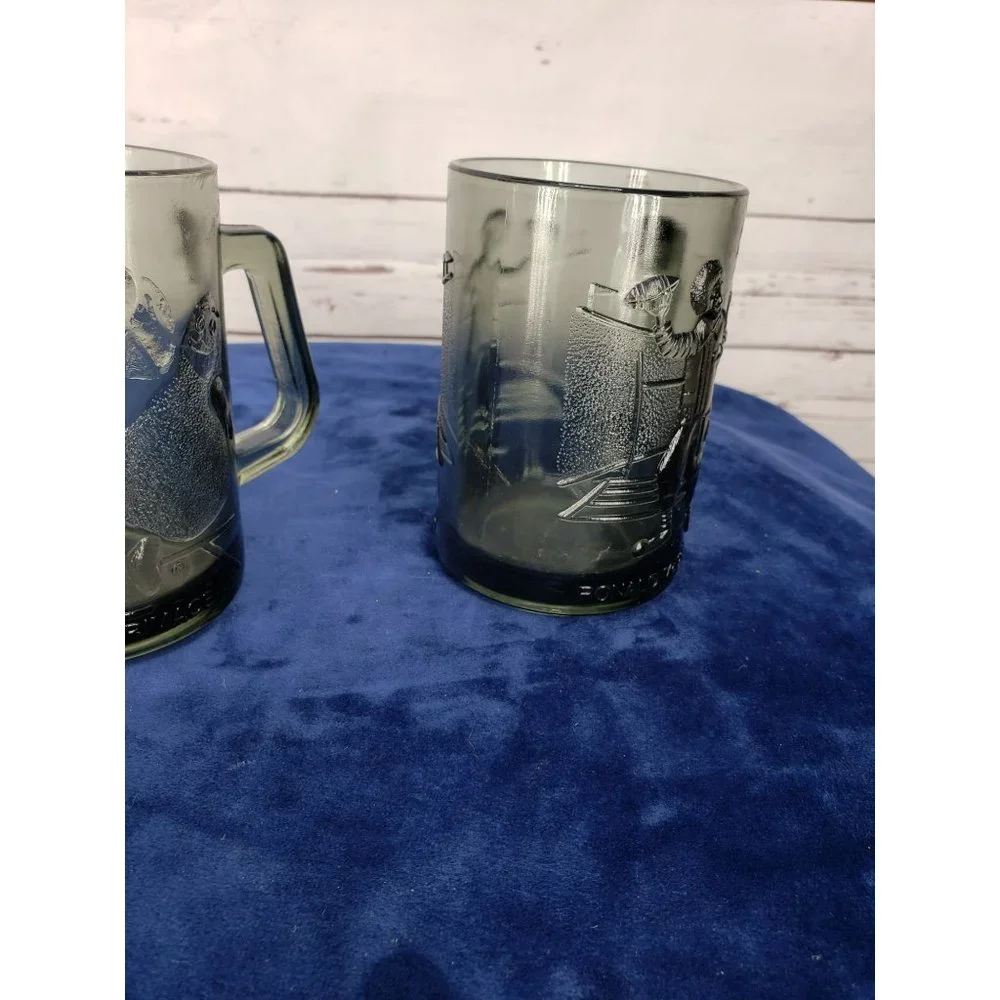 McDonald's Vintage 1970's Gray‎ Smoke Glass Mug Cup Basketball Grimace Ronald